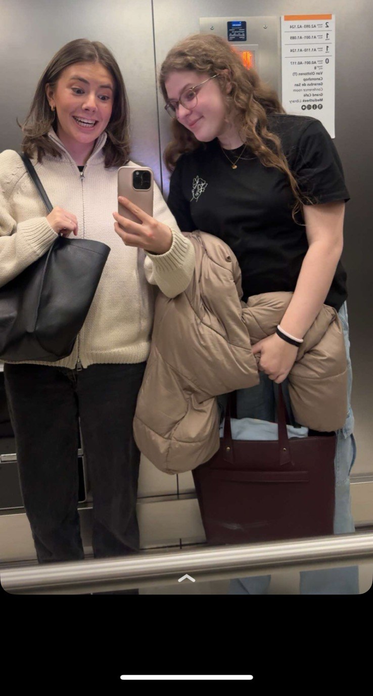 Emilia with her classmate during the Spanish course